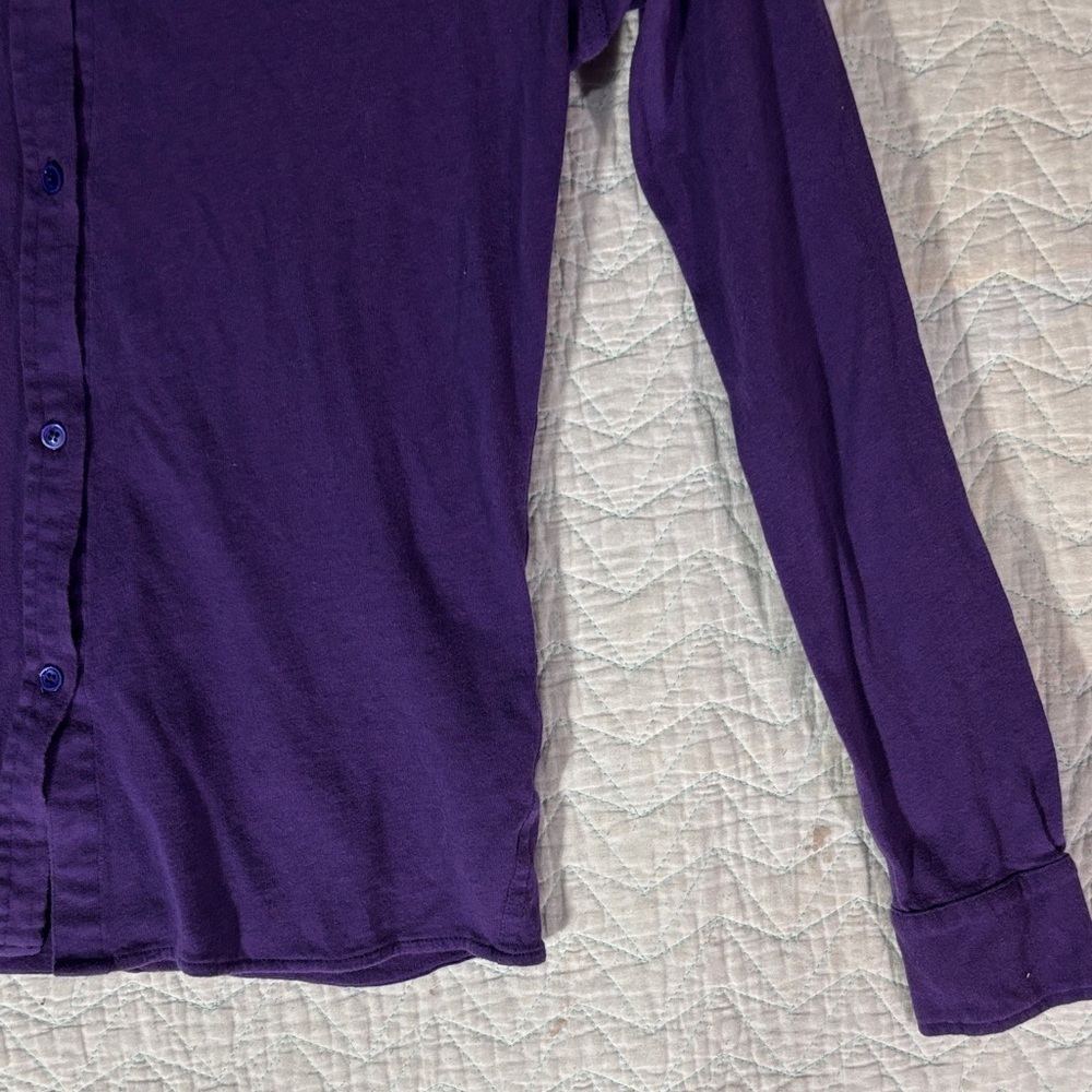 NM Luxury Essentials Cashmere Blend Purple Button-Down Long Sleeve Shirt - Picture 6 of 11